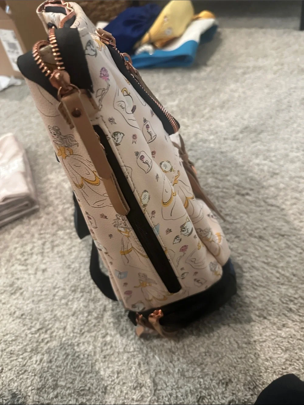 Petunia Pickle Bottom Cream and Black Disney Print Backpack - Picture 4 of 6